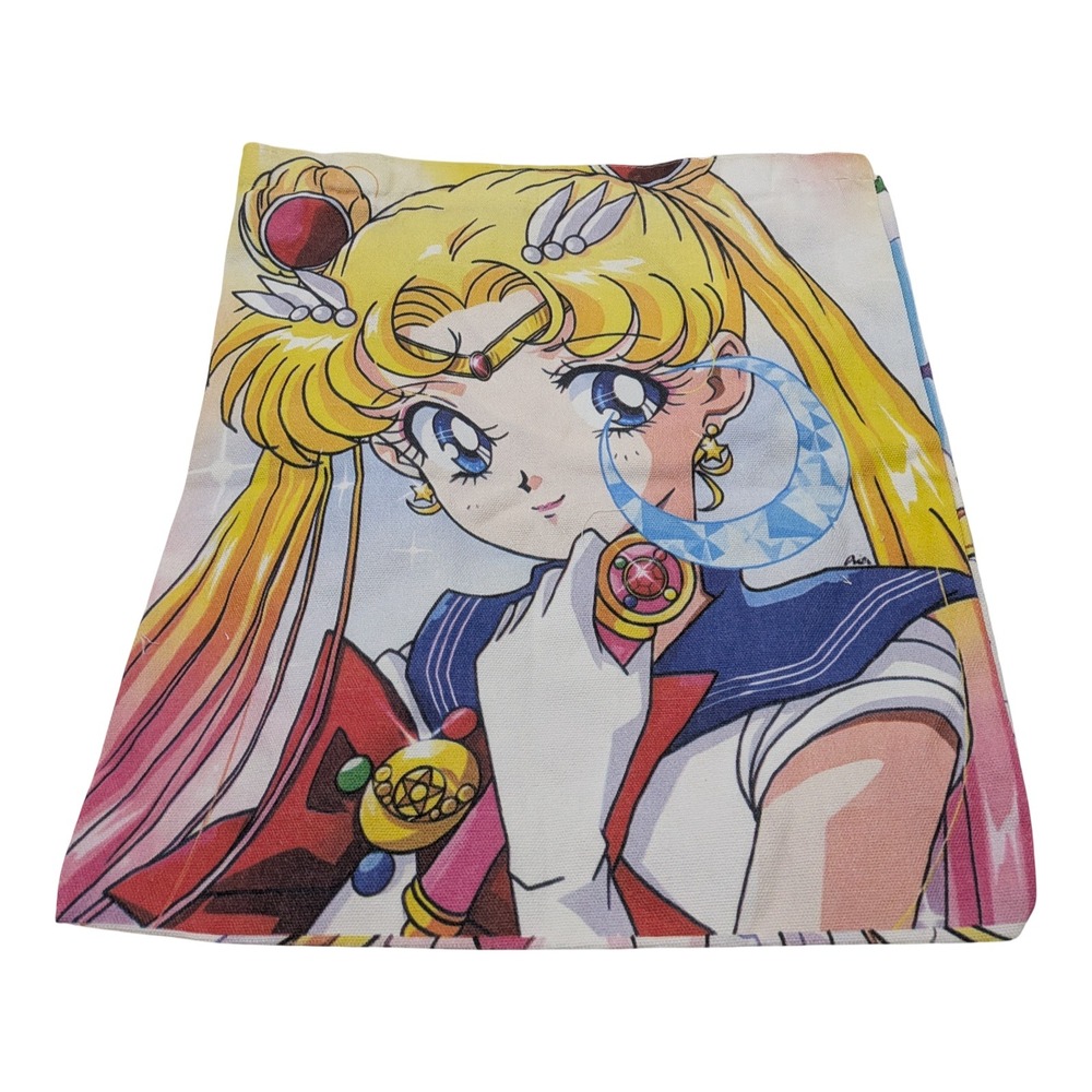 Sailor Moon Anime Canvas Tote Bag Zipper Closure Multi Double Sided Print